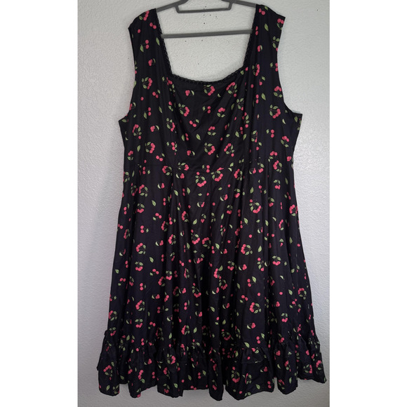 JessaKae Cherry Jam Dress Womens 5X Ruffle Midi Flowy Garden Tea Party NEW - Picture 1 of 13